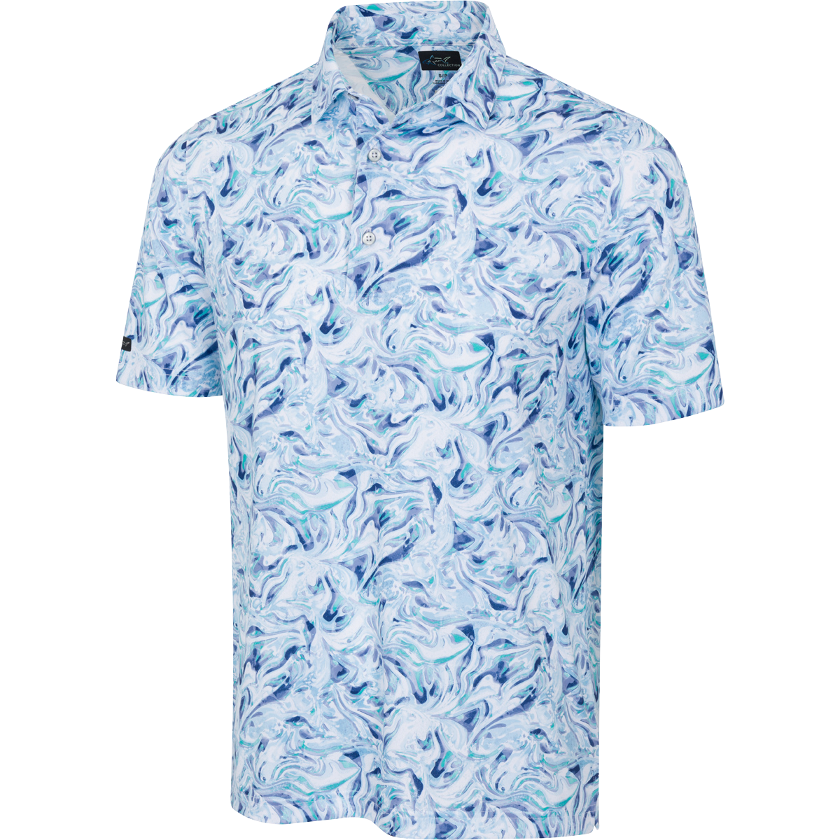 Men's Wave Printed White Golf Polo