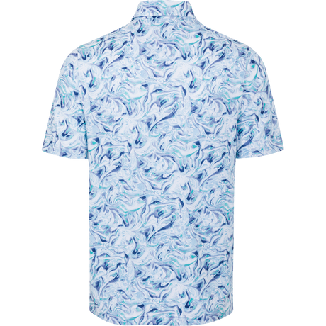 Men's Wave Printed White Golf Polo