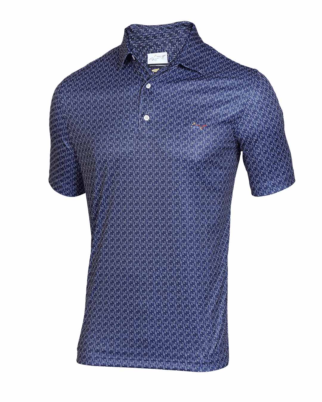 Navy Print Polo T shirt