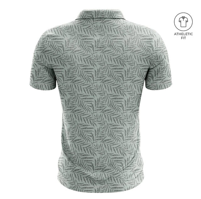 Men's Desert Palm Print Golf Athletic Fit Golf Polo - Light Green