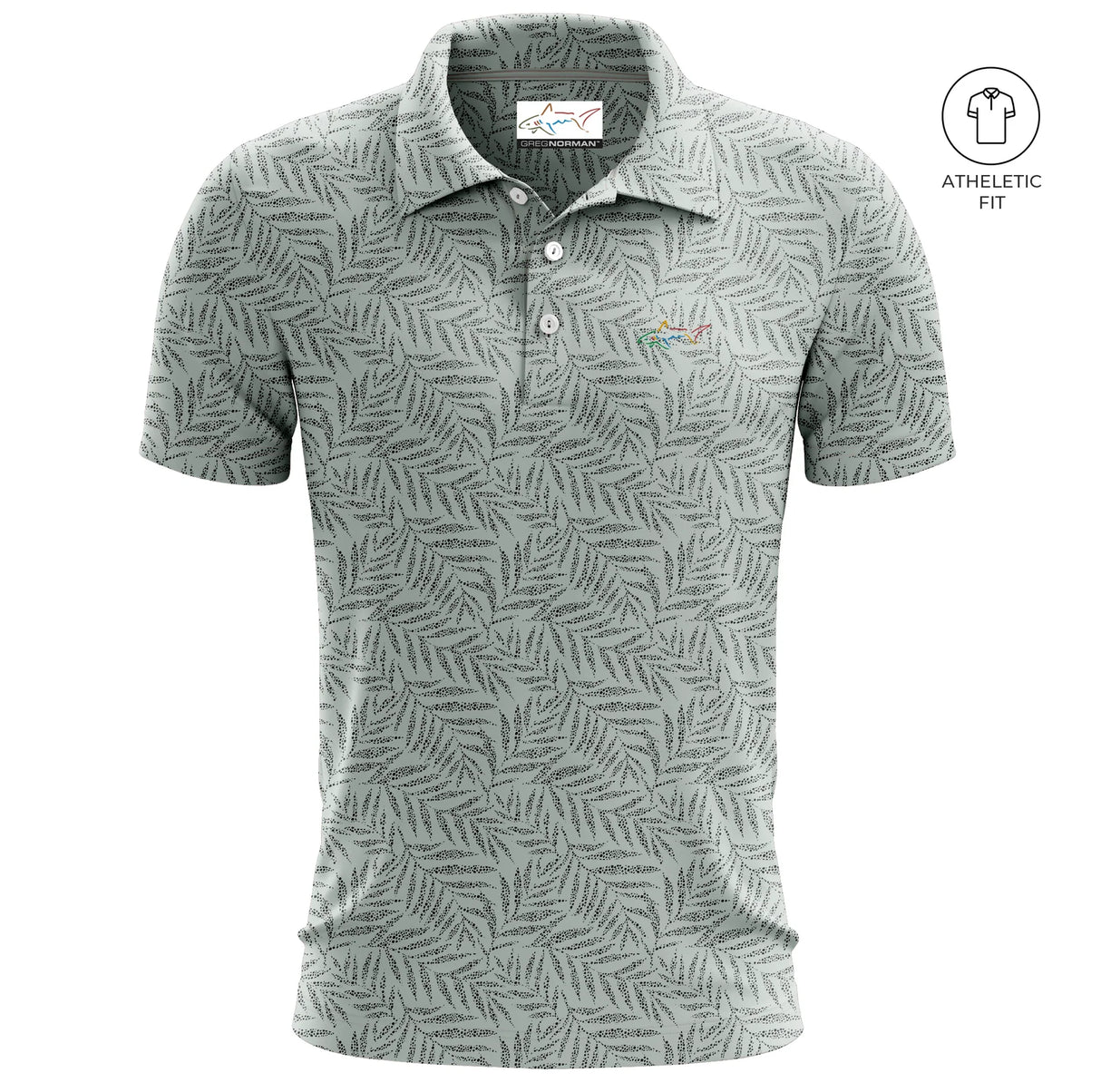Men's Desert Palm Print Golf Athletic Fit Golf Polo - Light Green