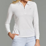 Women's Long Sleeve Classic Pique Polo T-Shirt - Black