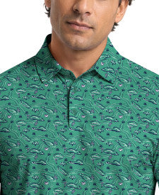 Flowering Peach Print Short Sleeve Golf Polo Shirt