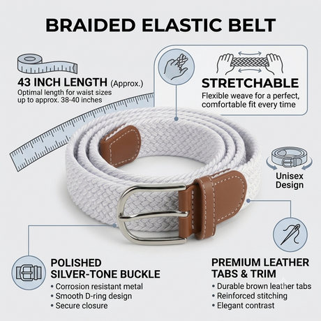 Men's Golf Braided Stretchable Belt
