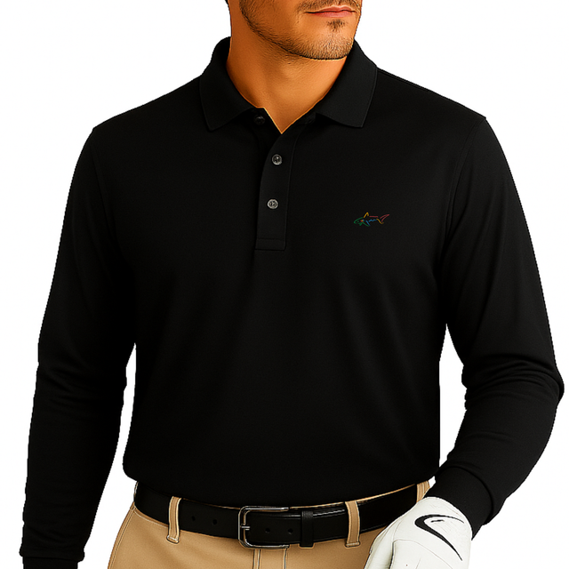 Long Sleeve Solid Pique Golf Polo