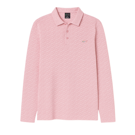 Men's Desert Palm Printed Full Sleeve Golf Polo - Light Green
