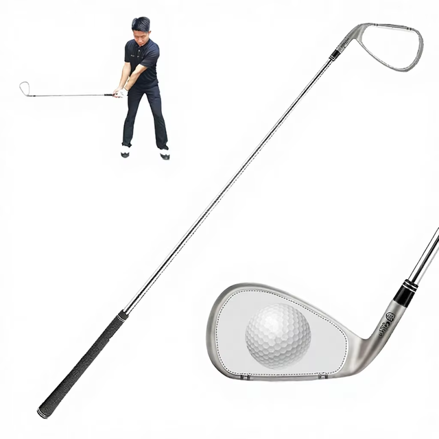 GOLFBAIJIA Stainless Steel Golf Swing Training Club – Golf Swing Trainer with Flexible Shaft, Tempo & Swing Plane Training Aid for Beginners