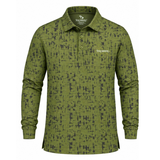 Men’s Abstract Texture Printed Long Sleeve Golf Polo