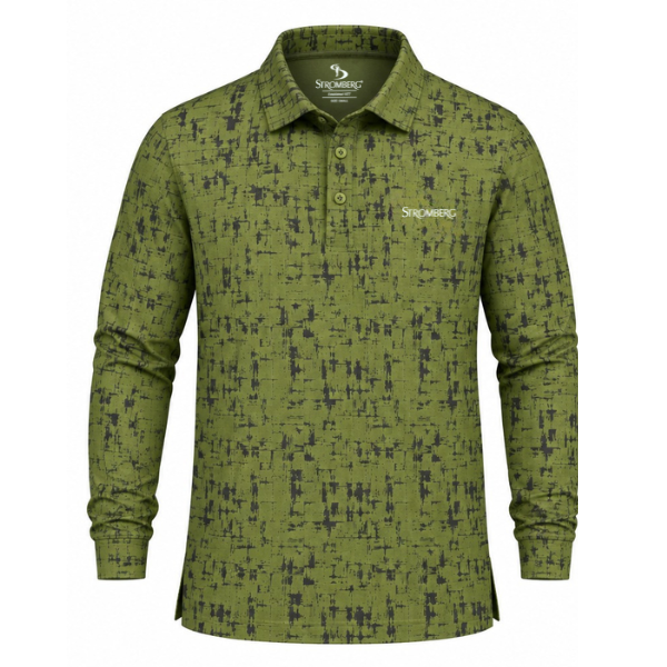 Men’s Abstract Texture Printed Long Sleeve Golf Polo