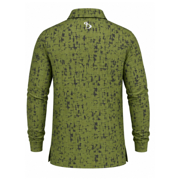 Men’s Abstract Texture Printed Long Sleeve Golf Polo