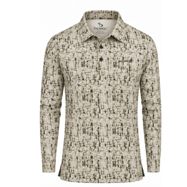 Men’s Abstract Texture Printed Long Sleeve Golf Polo
