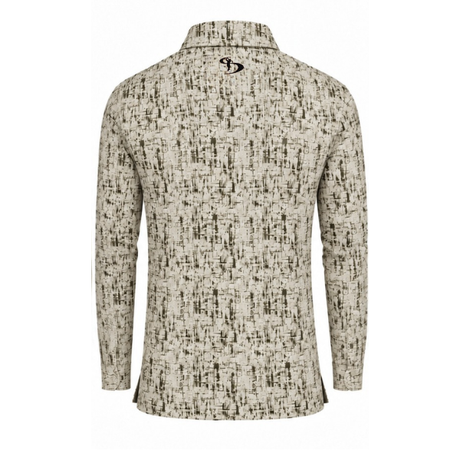 Men’s Abstract Texture Printed Long Sleeve Golf Polo