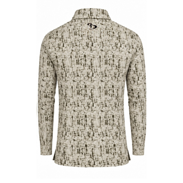 Men’s Abstract Texture Printed Long Sleeve Golf Polo