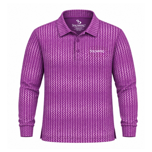 Men’s Chevron Printed Long Sleeve Golf Polo