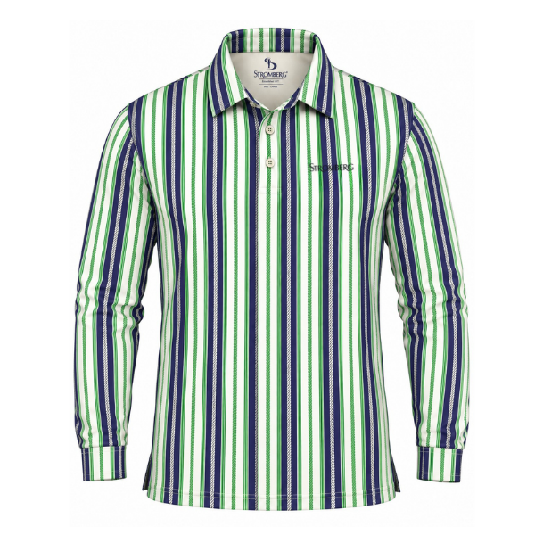 Men’s Vertical Stripe Performance Long Sleeve Golf Polo