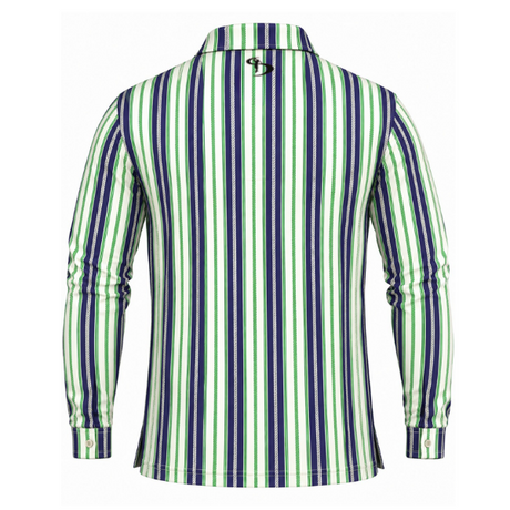 Men’s Vertical Stripe Performance Long Sleeve Golf Polo