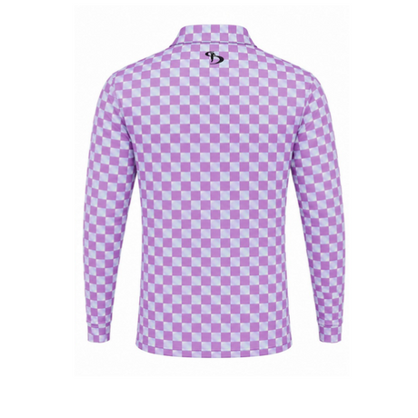 Men’s Check Print Performance Long Sleeve Golf Polo