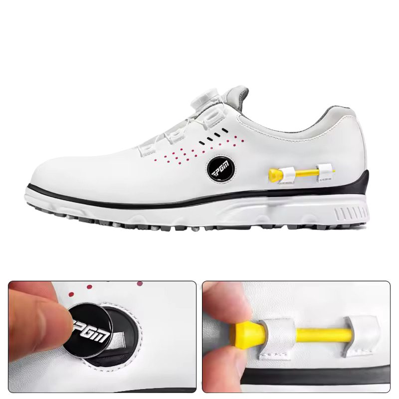 Men's Golf Marker With Tee Holder Auto Lacing  Waterproof Golf Shoes