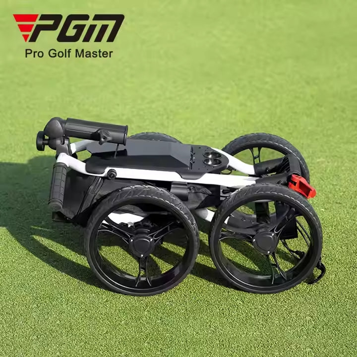 Foldable Push Golf Trolley Four Wheel Manual Golf trolley With Umbrella Stand