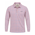 Men’s Check Print Performance Long Sleeve Golf Polo
