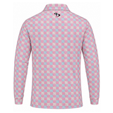 Men’s Check Print Performance Long Sleeve Golf Polo