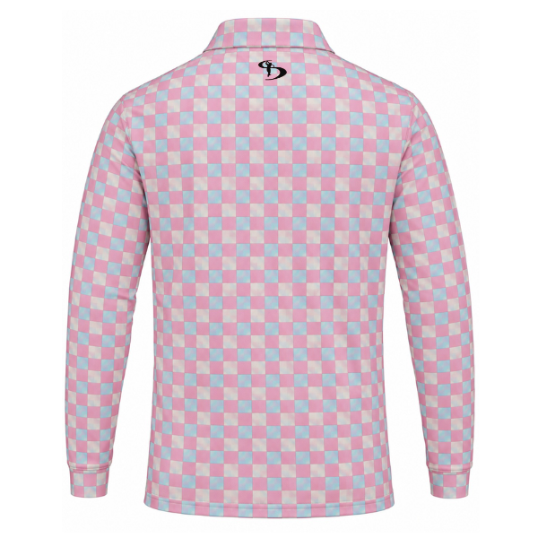 Men’s Check Print Performance Long Sleeve Golf Polo