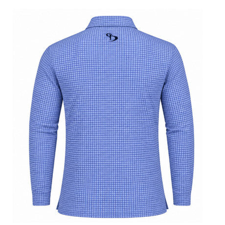Men’s Micro Geometric Printed Stretchable Long Sleeve Golf Polo