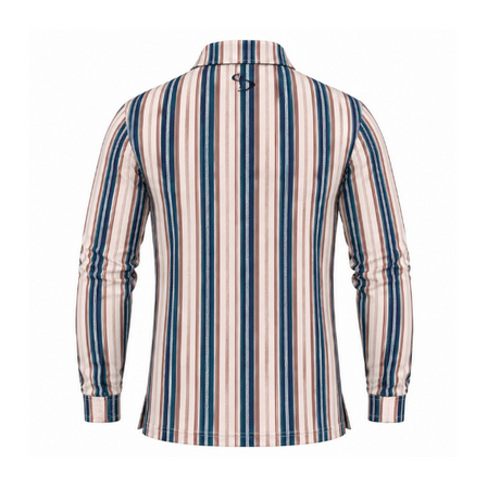 Men’s Vertical Stripe Performance Long Sleeve Golf Polo