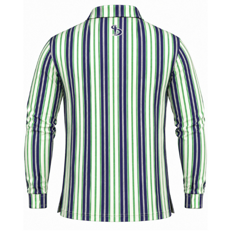 Men’s Vertical Stripe Performance Long Sleeve Golf Polo