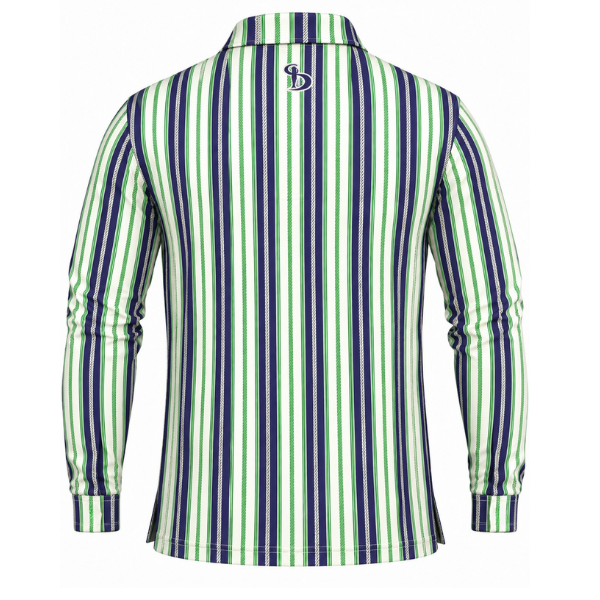 Men’s Vertical Stripe Performance Long Sleeve Golf Polo