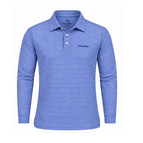 Men’s Micro Geometric Printed Stretchable Long Sleeve Golf Polo