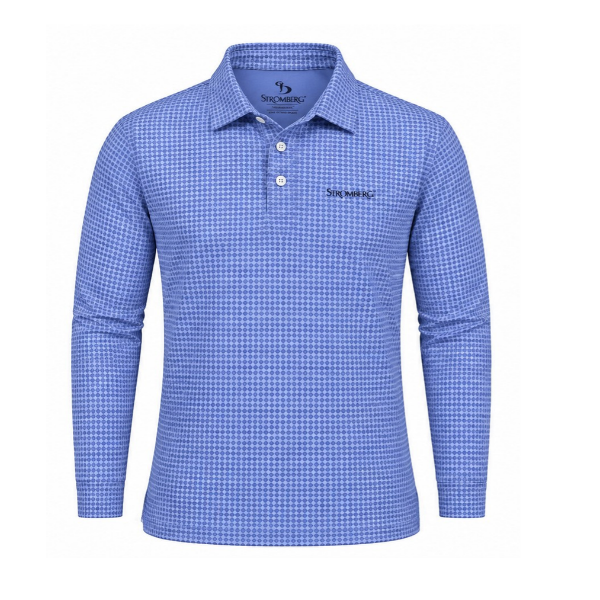 Men’s Micro Geometric Printed Stretchable Long Sleeve Golf Polo