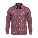 Men’s Botanical Print Stretchable Long Sleeve Golf Polo