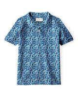 Junior's GNKP021 Stretchable Golf Polo - Blue Waterpainterly Dots