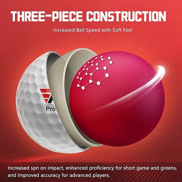 Three-Piece Golf Ball Designed for Advanced Golfers (12 Ball )