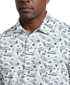 Flowering Peach Print Short Sleeve Golf Polo Shirt