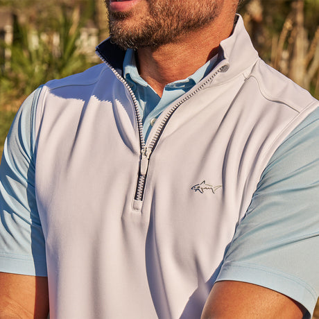 Coastal Tech Vest – Stretch, Midweight Layer (Blue Cloud)