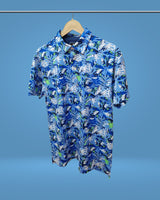 Leaf Blue Printed Golf Polo T shirt