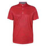 Men,s Red  printed Half Sleeves Golf Stretch Polo