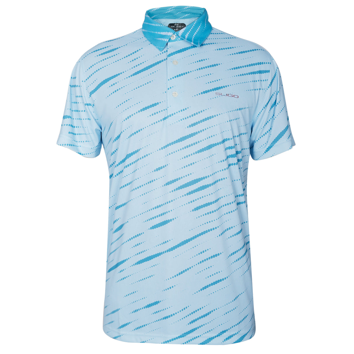 Men,s Blue White Printed Half Sleeves Stretch Polo