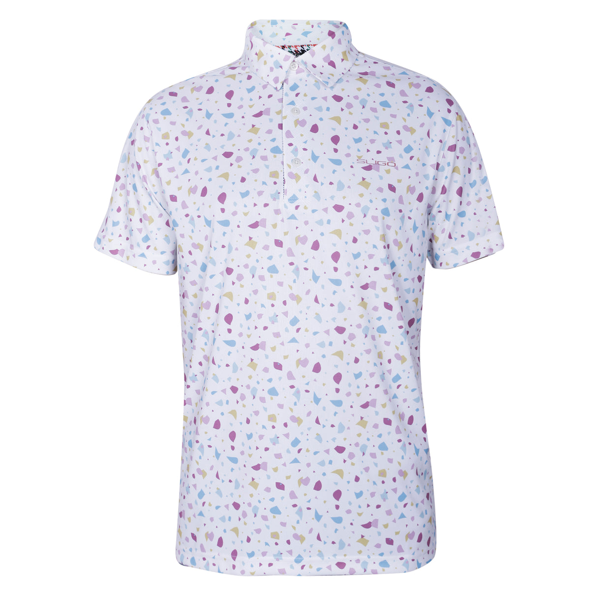 Men,s White Printed Half Sleeves Stretch Polo