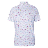 Men,s White Printed Half Sleeves Stretch Polo