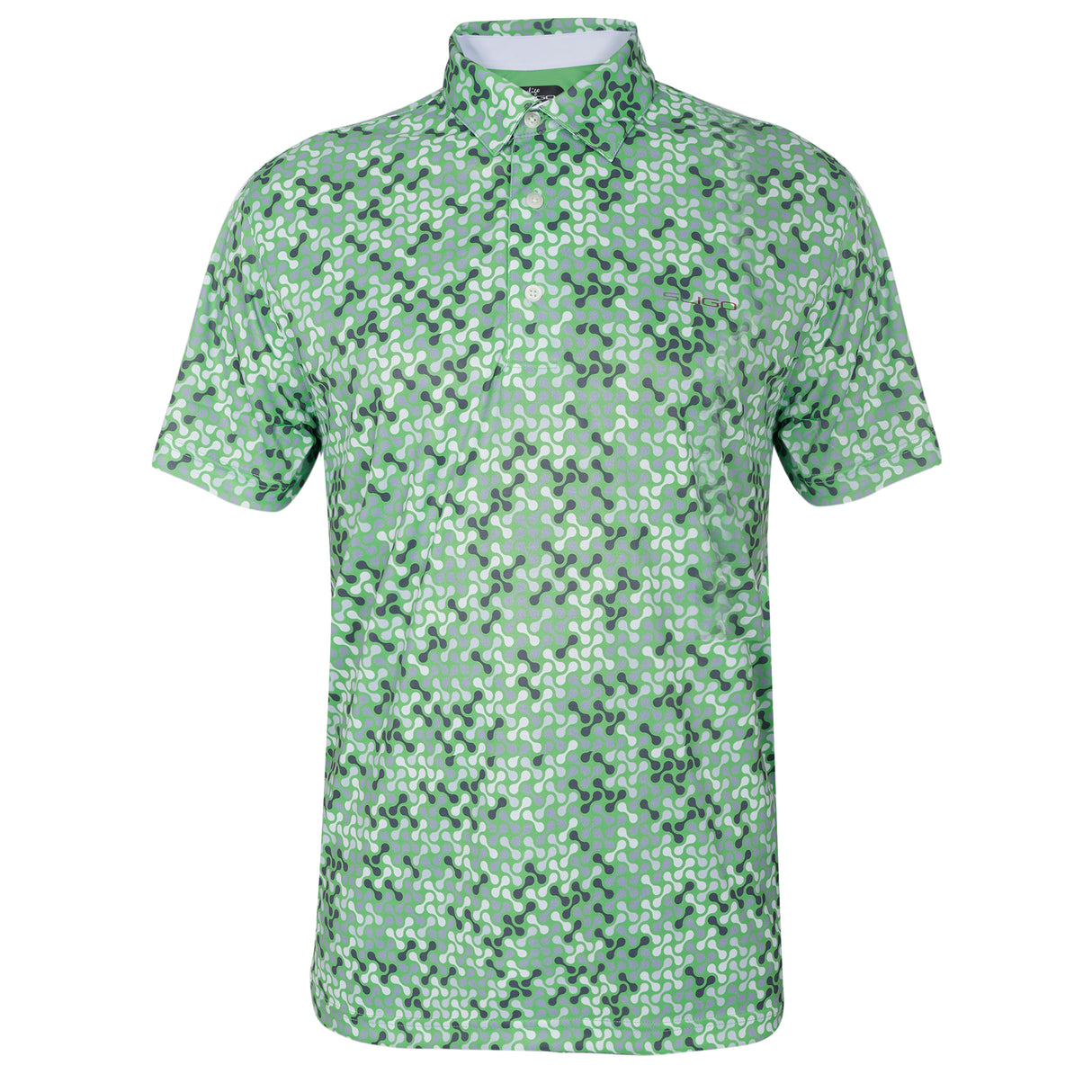 Men,s Green Printed Half Sleeves Stretch Polo