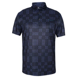 Men,s Navy Geometric  printed Half Sleeves Stretch Polo