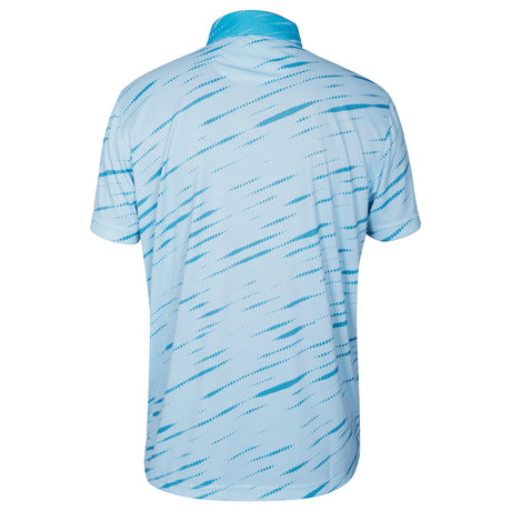 Men,s Blue White Printed Half Sleeves Stretch Polo