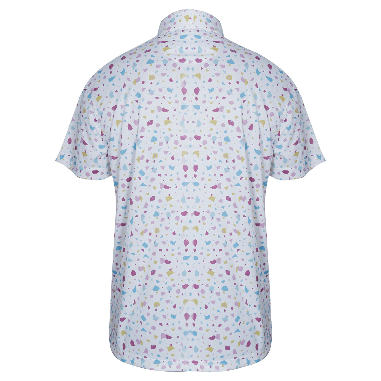 Men,s White Printed Half Sleeves Stretch Polo