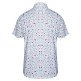 Men,s White Printed Half Sleeves Stretch Polo