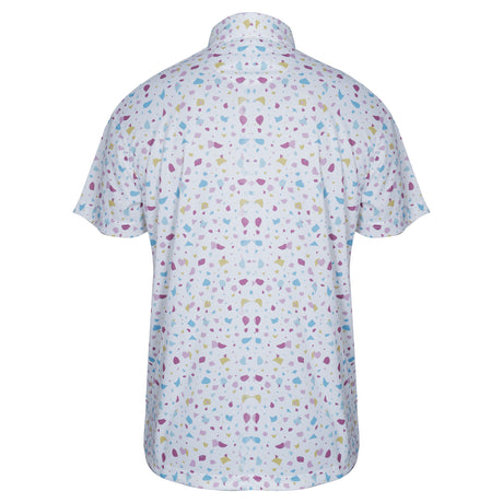 Men,s White Printed Half Sleeves Stretch Polo