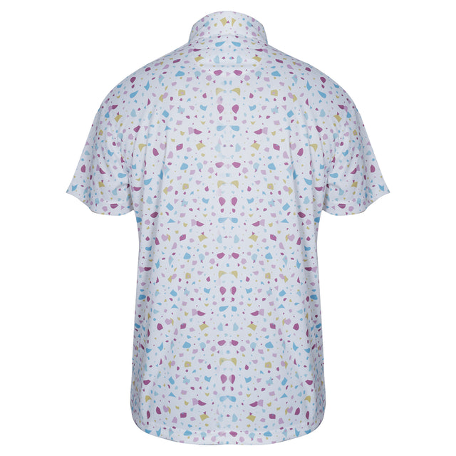 Men,s White Printed Half Sleeves Stretch Polo