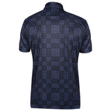 Men,s Navy Geometric  printed Half Sleeves Stretch Polo